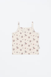 Avauma baby tank top with floral print in cream rose, soft and breathable cotton fabric for summer layering